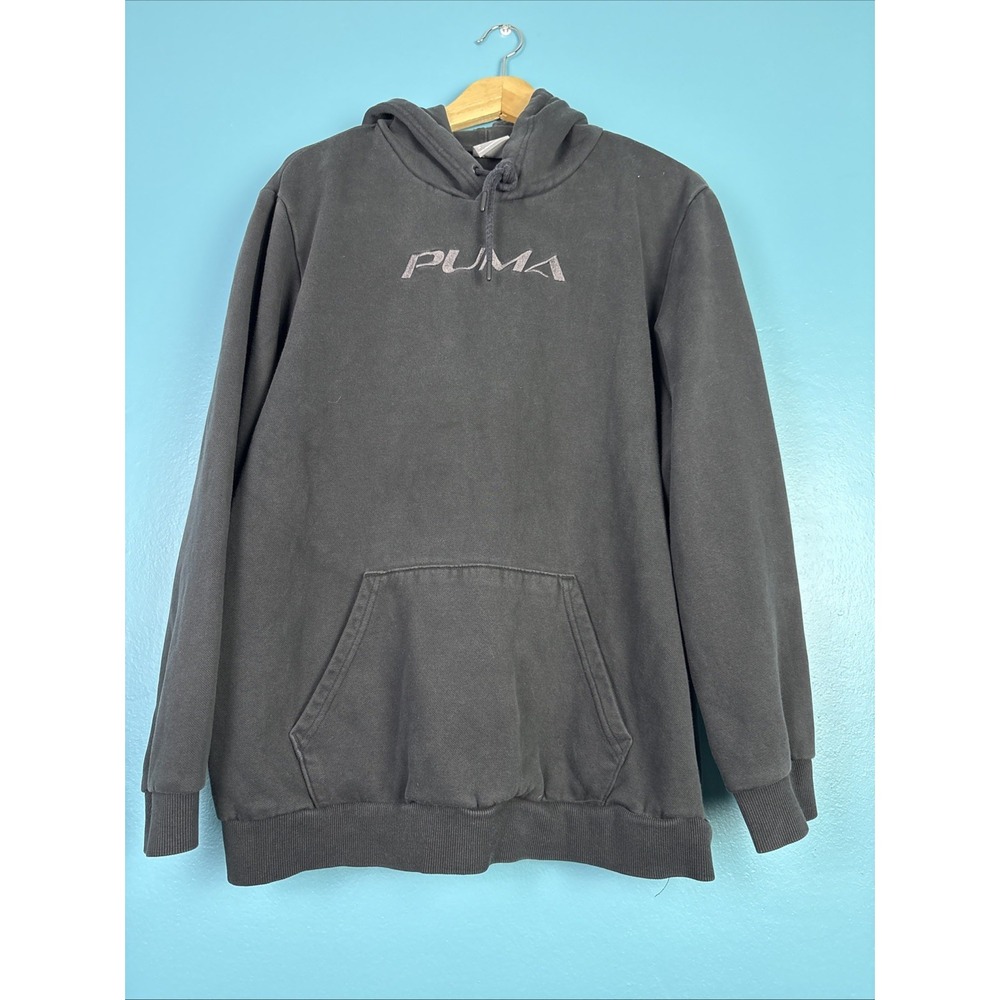 Puma XL Black Hoodie Long Sleeve Embroidered Logo Skater Soccer Streetwear